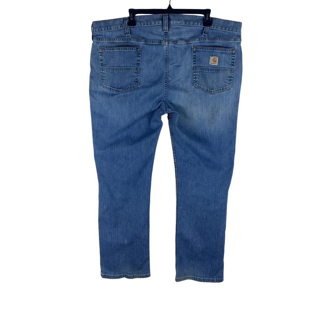 Carhartt 102804 Mens 42x30 Relaxed Fit Straight Leg Blue Stretch Denim Jeans - Picture 2 of 15